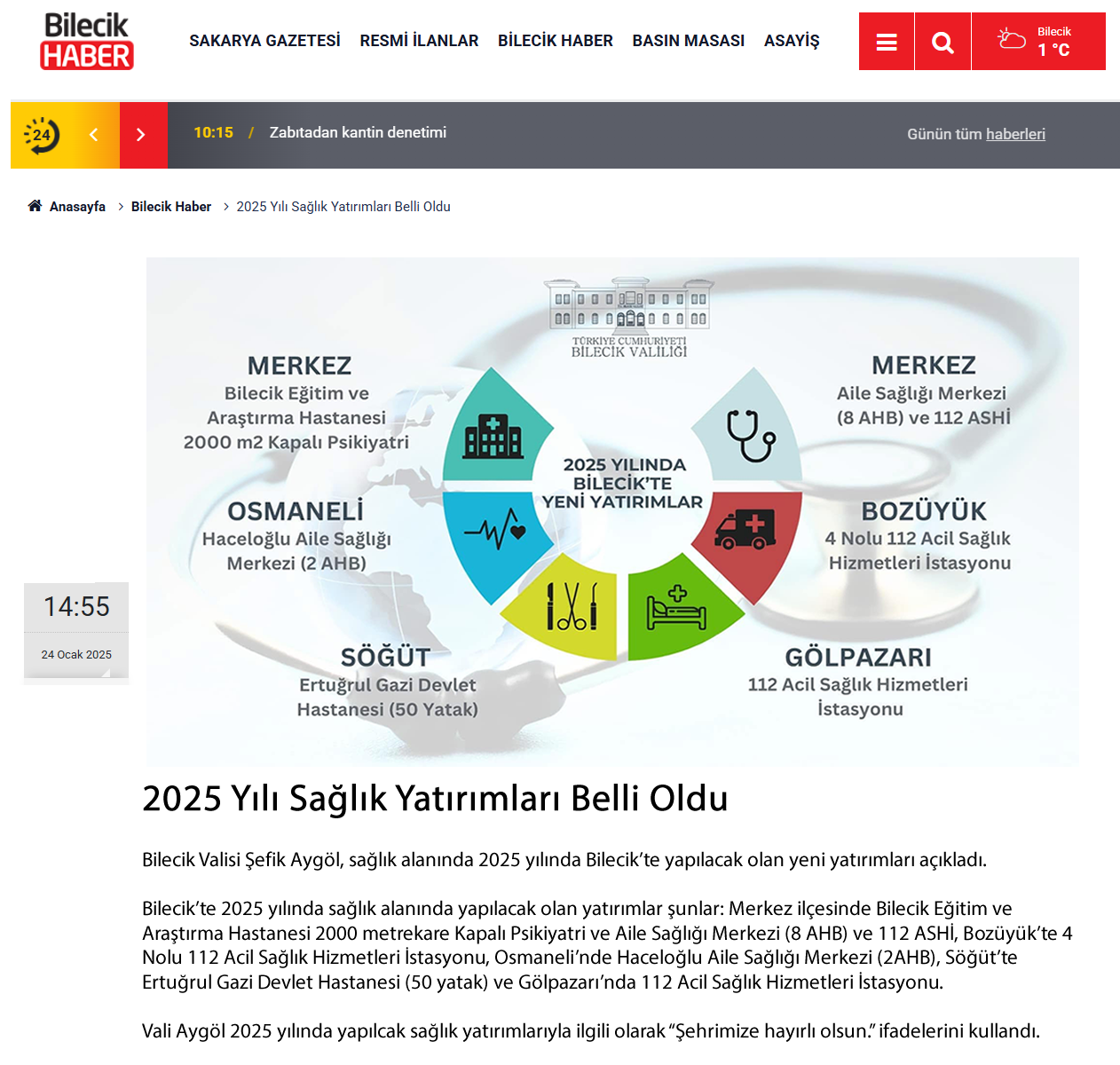 2025 Yılı Sağlık Yatırımları Belli Oldu