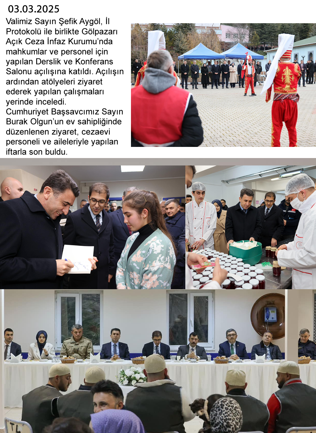 Gölpazarı Açık Ceza İnfaz Kurumu'nda mahkumlar ve personel için yapılan Derslik ve Konferans Salonu açılışı
