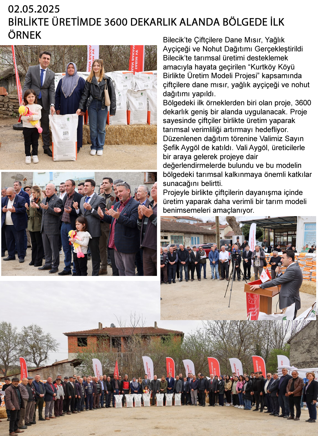 BİRLİKTE ÜRETİMDE 3600 DEKARLIK ALANDA BÖLGEDE İLK ÖRNE
