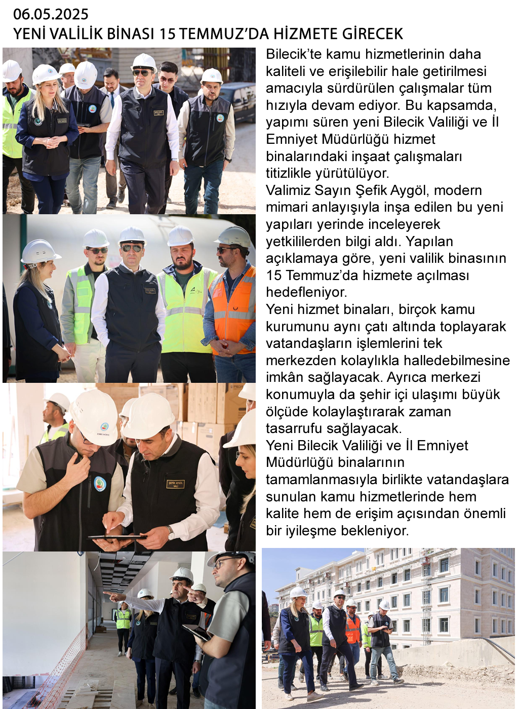 YENİ VALİLİK BİNASI 15 TEMMUZ'DA HİZMETE GİRECEK