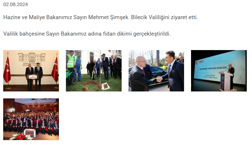 HAZİNE VE MALİYE BAKANIMIZ SAYIN MEHMET ŞİMŞEK İN BİLECİK ZİYARETİ